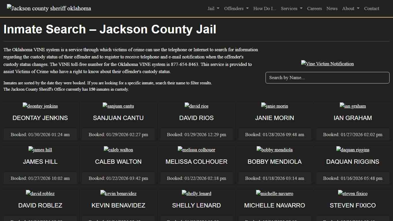 Inmate Search Jackson County Sheriff's Office